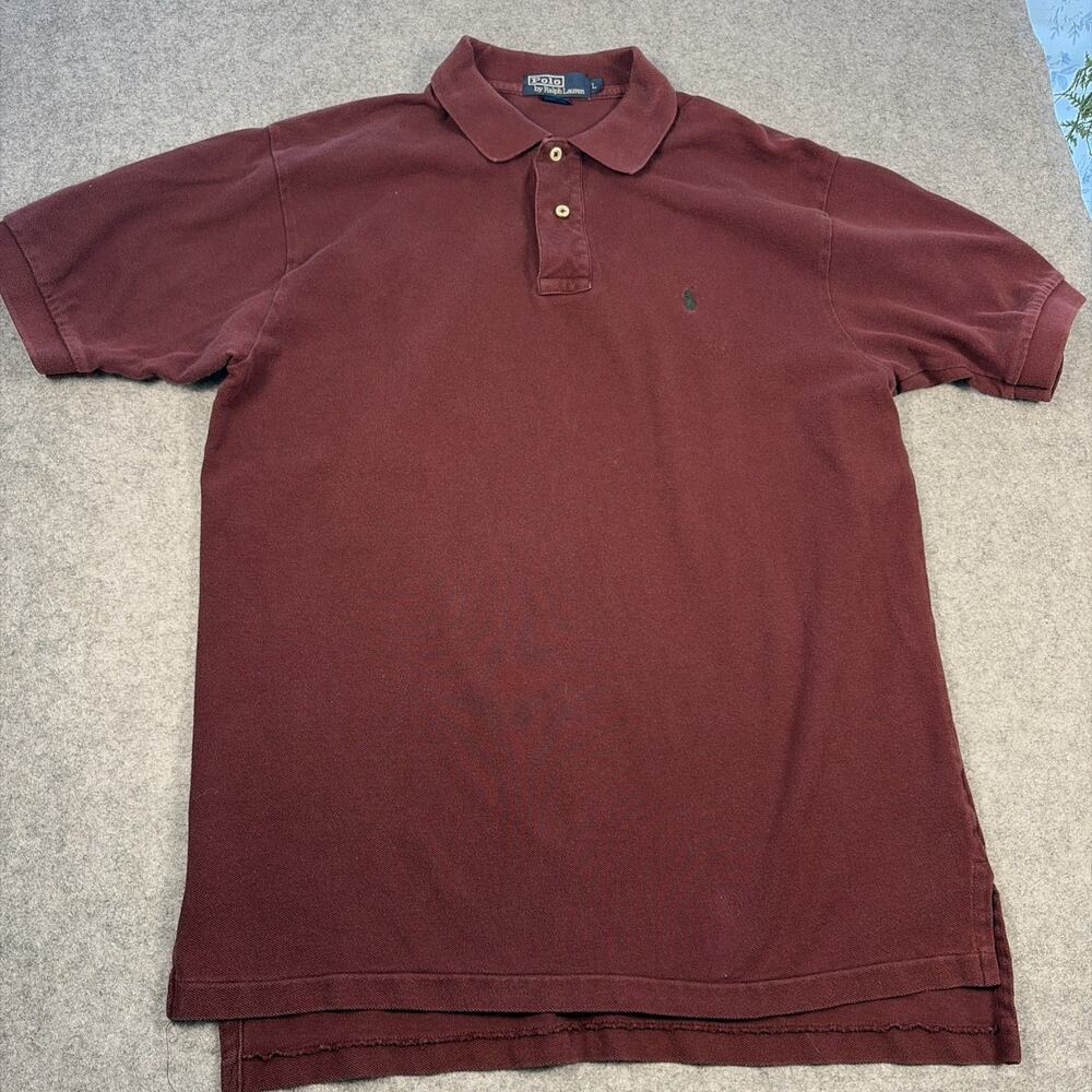 Ralph Lauren 100 % Cotton Burgundy Color Men Size Lg Polo Shirt